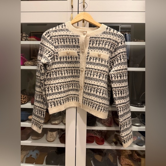 Primark Sweaters - Primark Chic Black and Cream Knit Cozy Cardigan